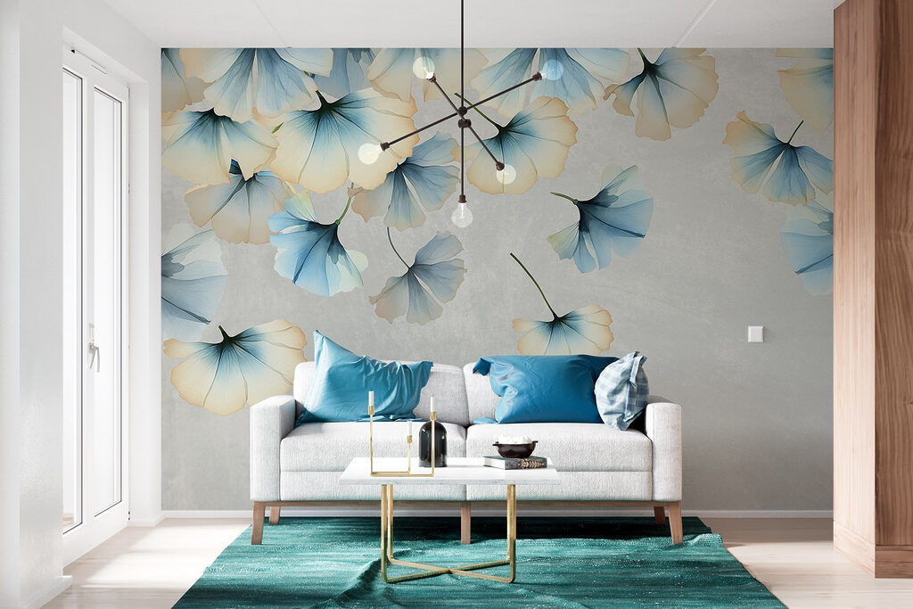 Group of flowers flying in the air