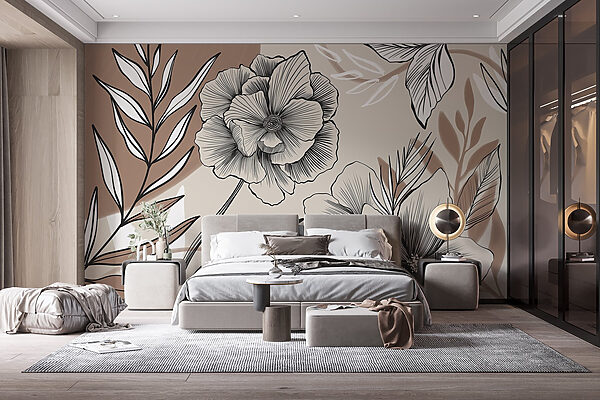 Artistic floral line drawing design Artistic floral line drawing design