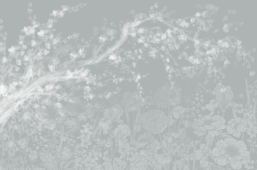 White and gray floral pattern