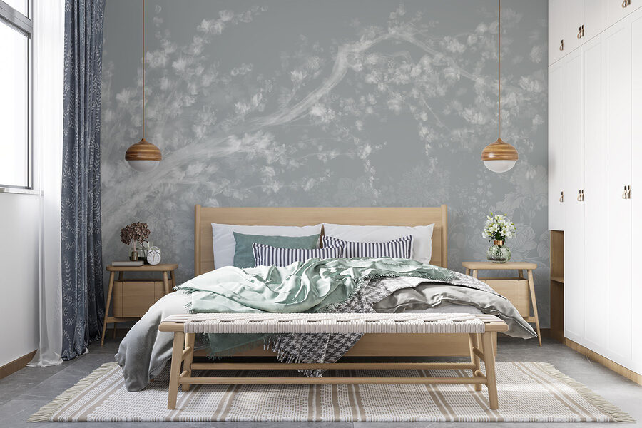 White and gray floral pattern