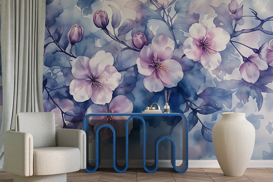 Painting of flowers on a branch Painting of flowers on a branch