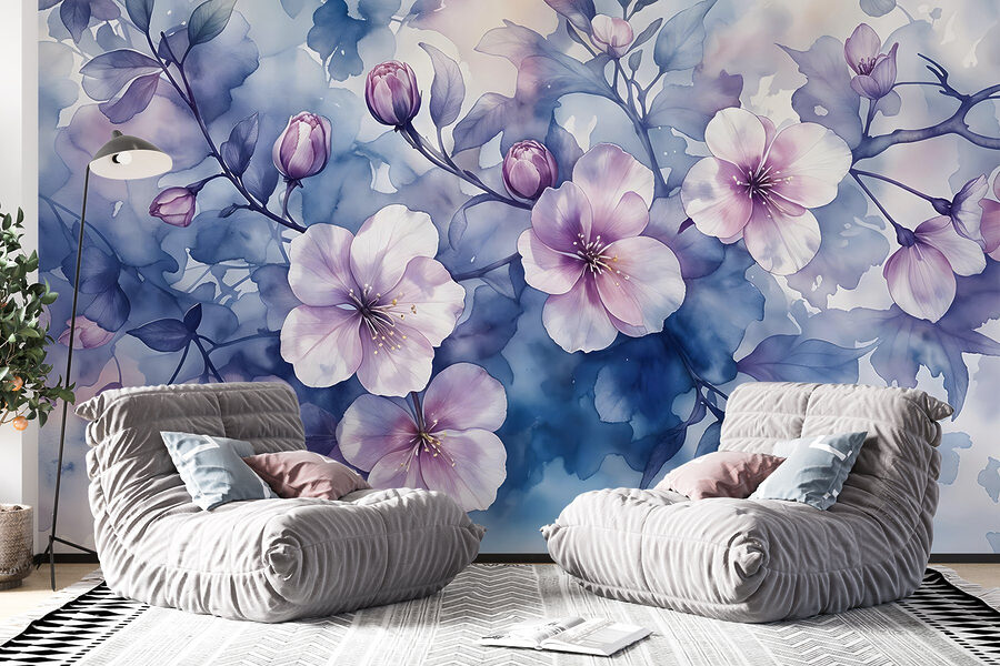 Painting of flowers on a branch Painting of flowers on a branch