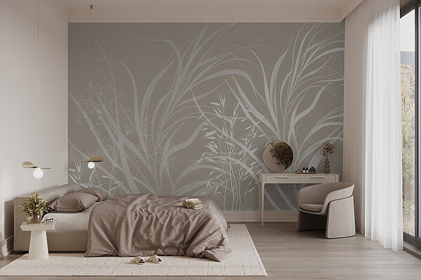 White floral design on a grey background White floral design on a grey background