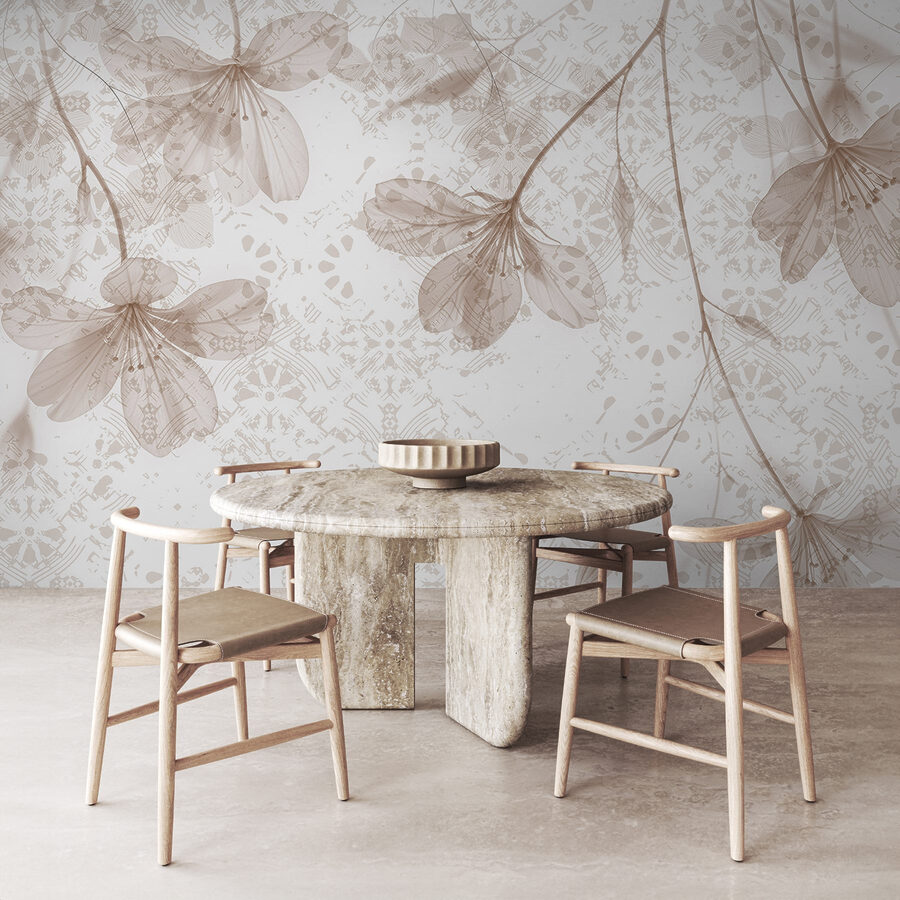 Delicate flowers in soft hues.