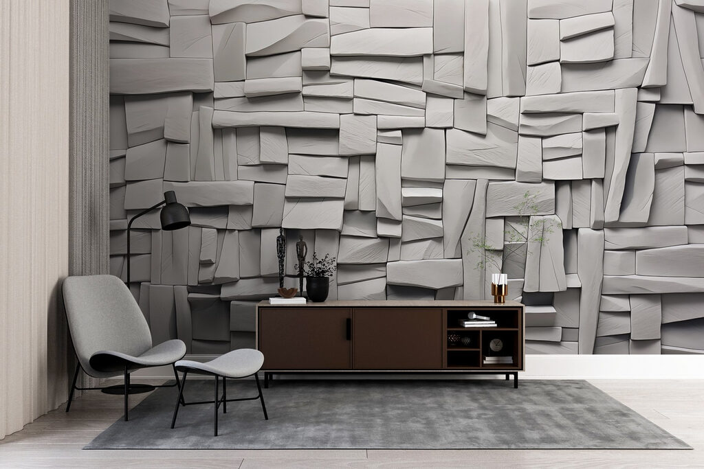 White wall with rectangles