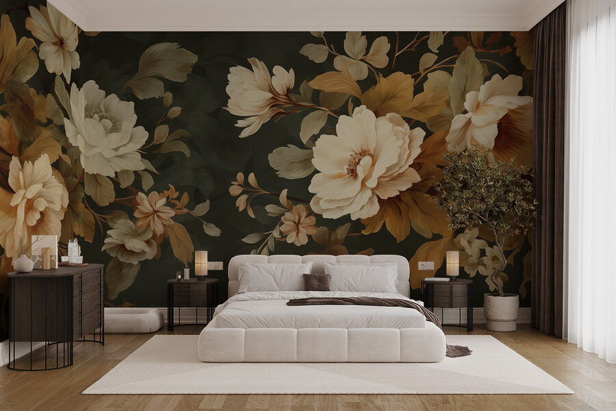 Elegant floral arrangement on dark backdrop