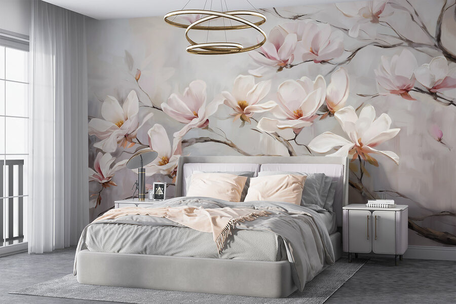 Painting of flowers on a branch