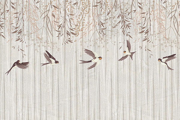 Wallpaper with birds flying