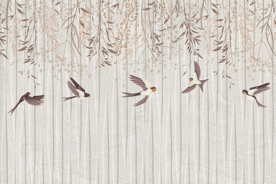 Wall murals Wallpaper with birds flying - Image 6