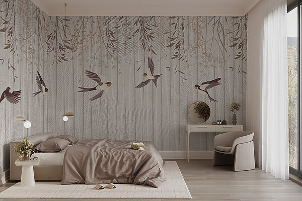 Wall murals Wall murals Wallpaper with birds flying (SKU: w08566)