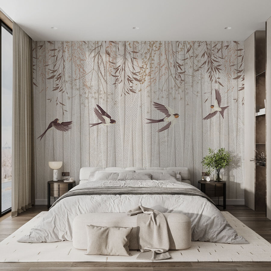 Wall murals Wallpaper with birds flying - Image 2