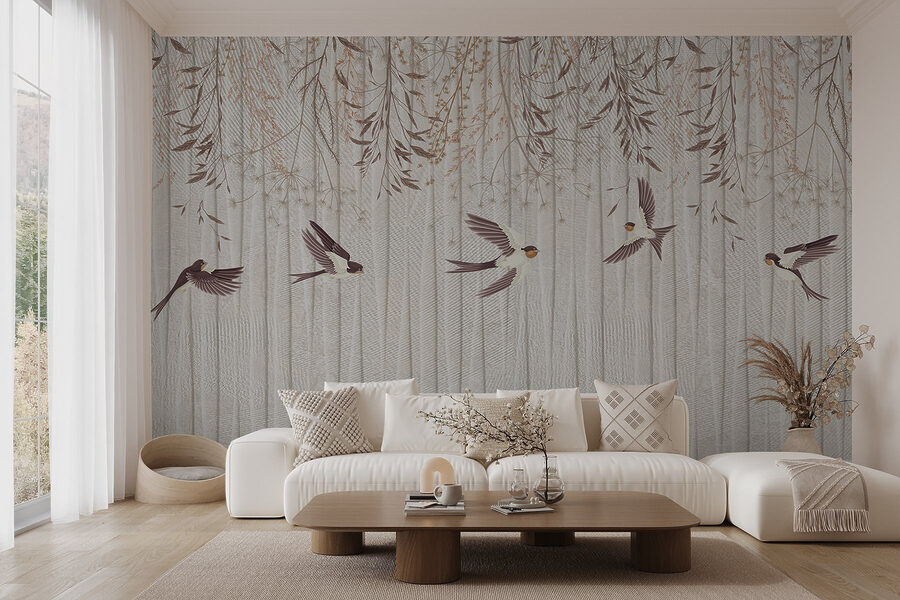 Wall murals Wallpaper with birds flying - Image 4