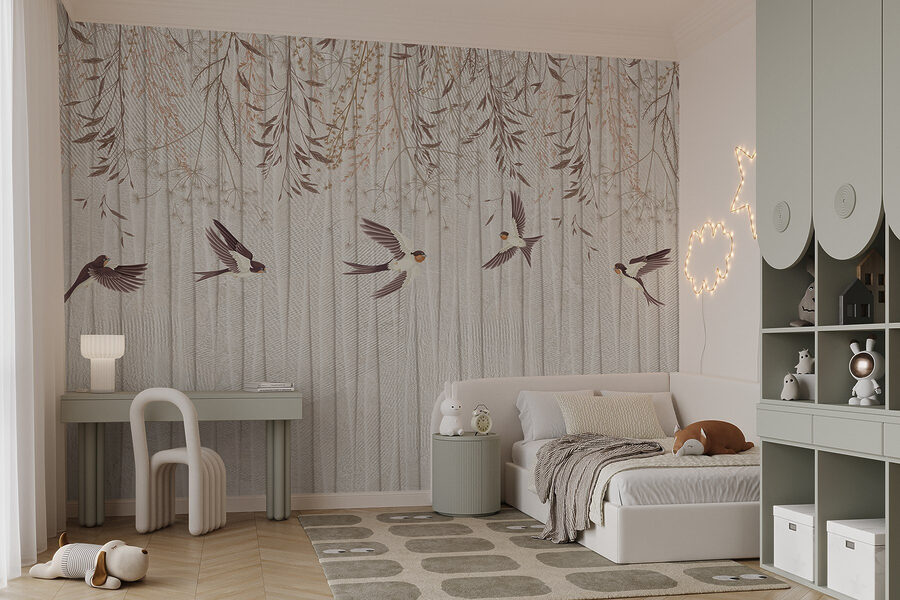 Wall murals Wallpaper with birds flying - Image 5