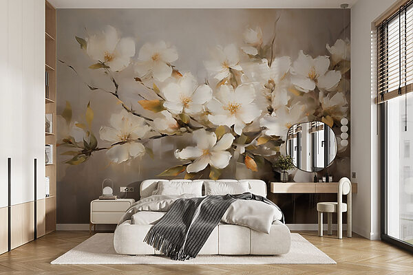 Painting of white flowers Painting of white flowers
