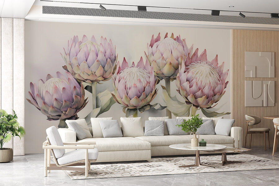 Wall murals Group of flowers with leaves - Image 3