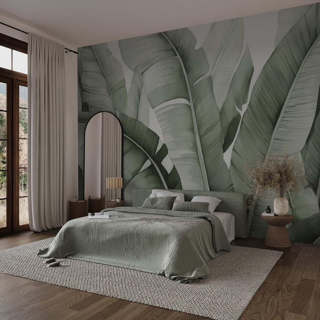 Lush green leaves in gentle waves