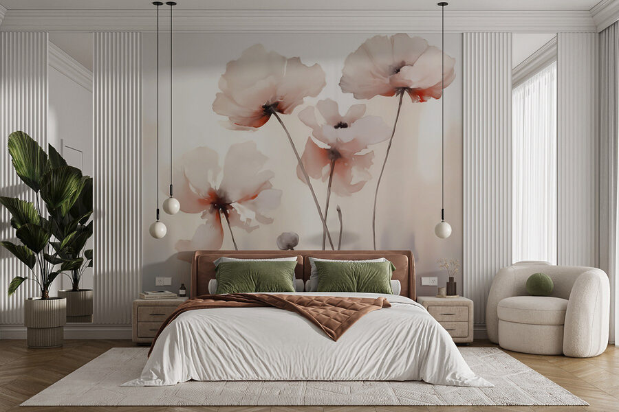 Wall murals Group of flowers on stems
