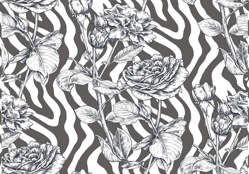 Black and white drawing of roses Black and white drawing of roses