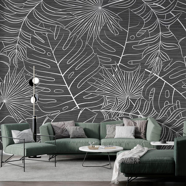 Pattern of leaves on a grey background Pattern of leaves on a grey background