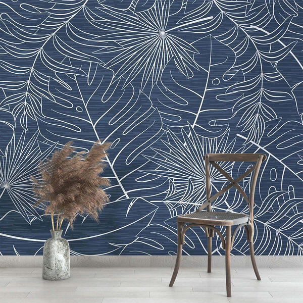 Pattern of leaves on a blue background Pattern of leaves on a blue background