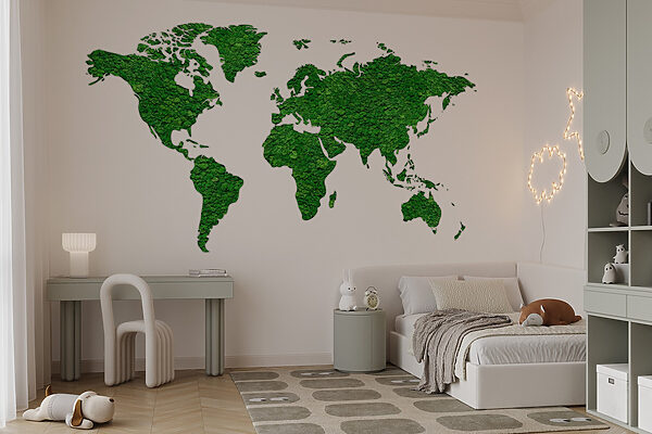 Map of the world made of green plants Map of the world made of green plants