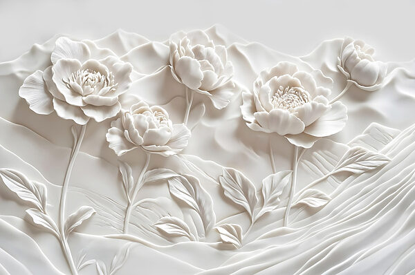 White flower carving on a wall White flower carving on a wall