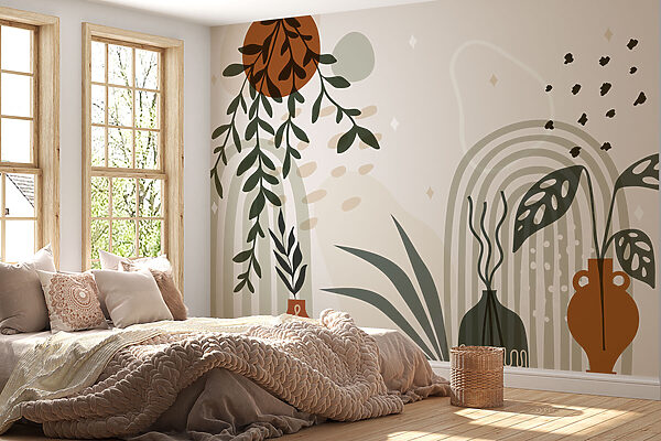 Graphic of a plant and potted plants Graphic of a plant and potted plants