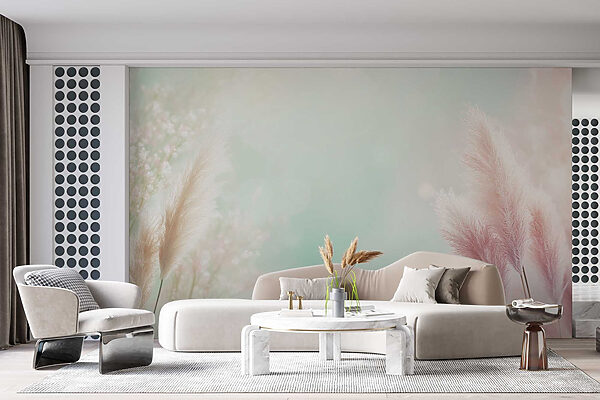 Soft pastel grass swaying gently Soft pastel grass swaying gently