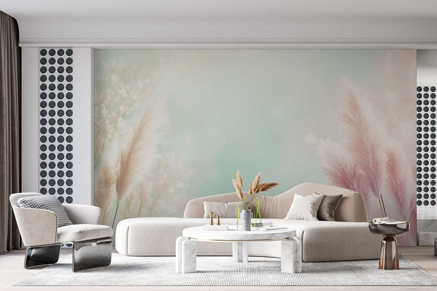 Soft pastel grass swaying gently
