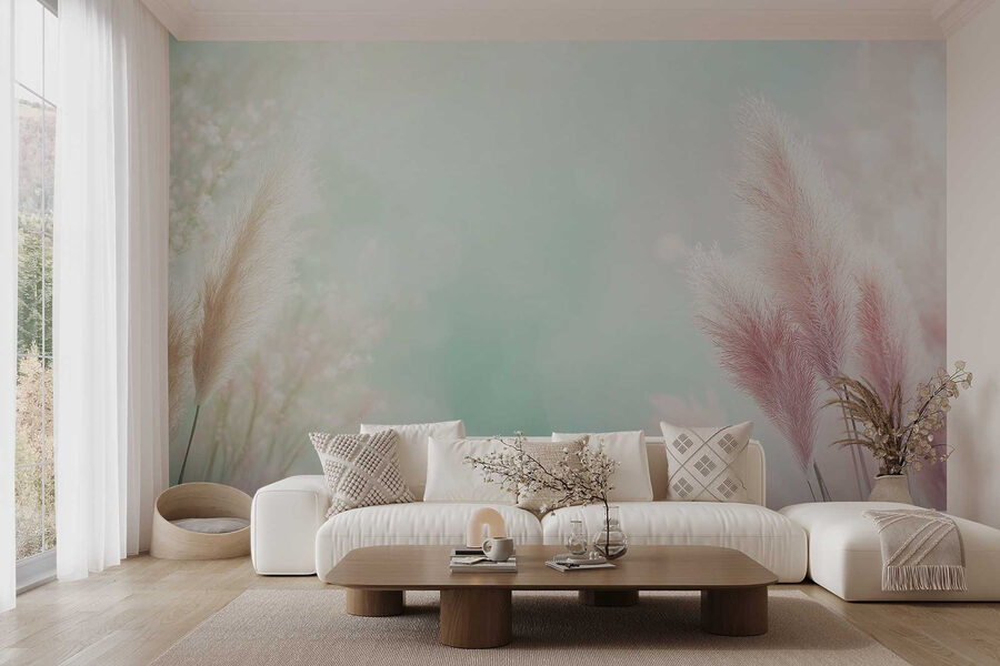Soft pastel grass swaying gently