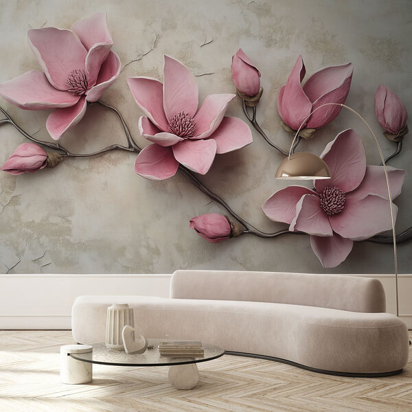 Group of pink flowers on a white surface Group of pink flowers on a white surface