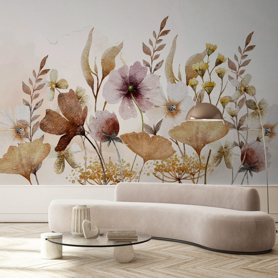 Wall murals Delicate blooms in soft hues.