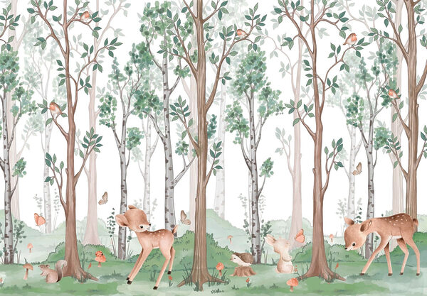 Wallpaper with a forest of trees and animals w02771p 600x417 - Wallpaper with a forest of trees and animals