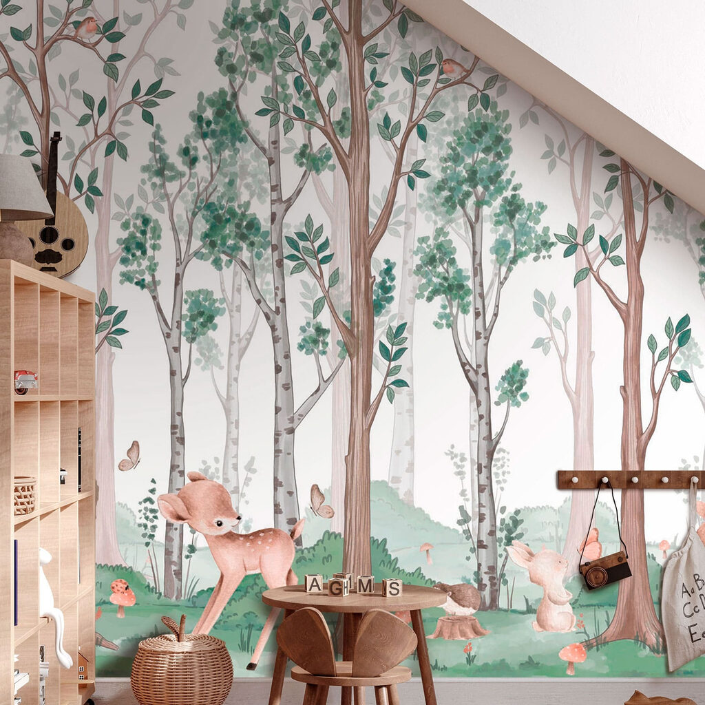 w02771pir1ms 1024x1024 - Wallpaper with a forest of trees and animals