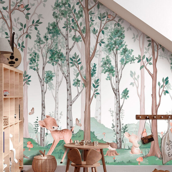 Wallpaper with a forest of trees and animals w02771pir1ms 600x600 - Wallpaper with a forest of trees and animals