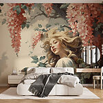 Wall murals Woman in a tree with flowers