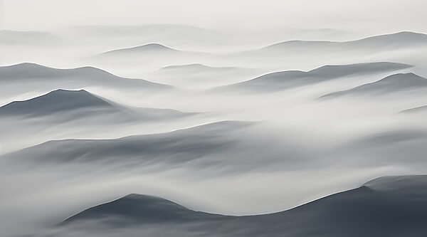 Foggy landscape with hills Foggy landscape with hills