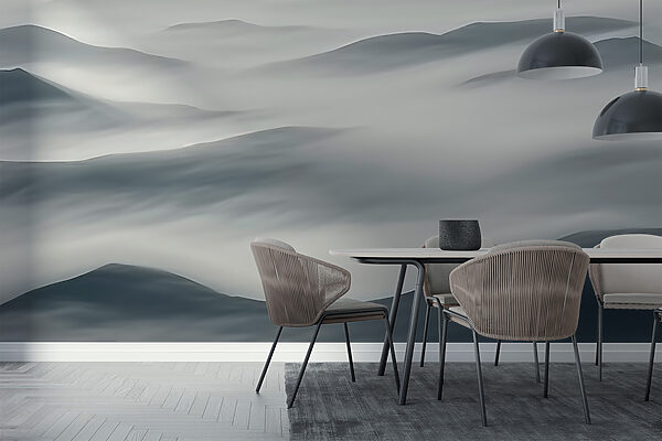 Foggy landscape with hills Foggy landscape with hills