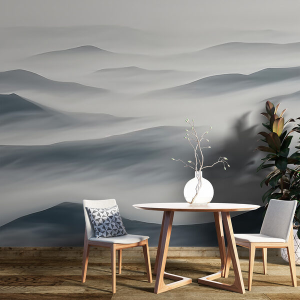 Foggy landscape with hills Foggy landscape with hills