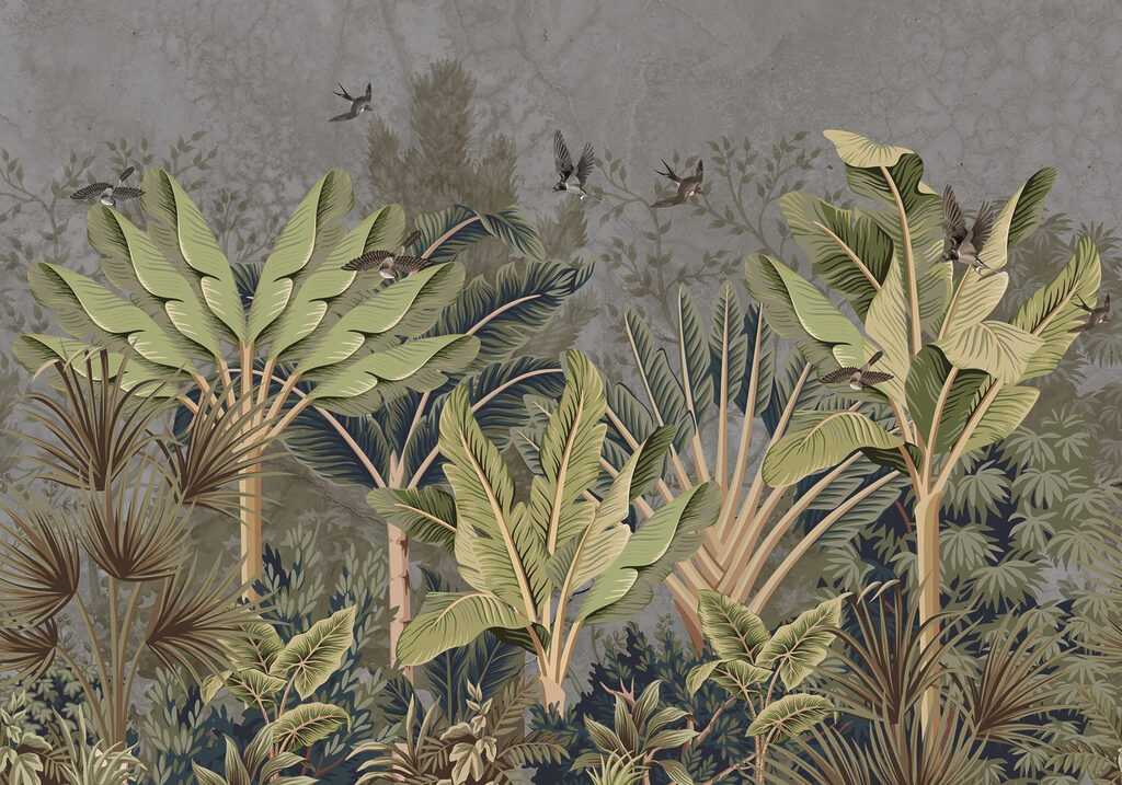 Wallpaper with a tropical forest Wallpaper with a tropical forest