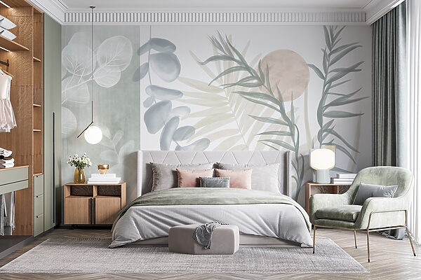 Serene botanical illustration in soft tones Serene botanical illustration in soft tones