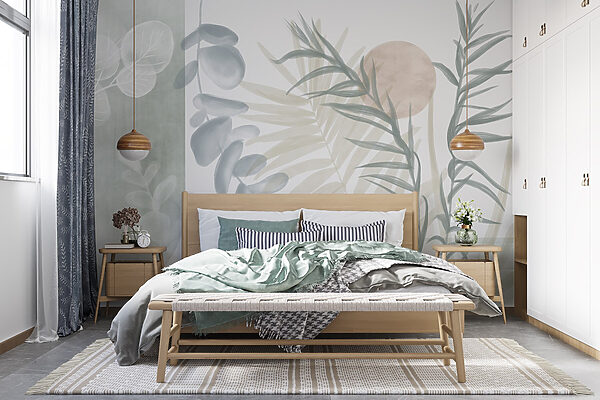 Serene botanical illustration in soft tones Serene botanical illustration in soft tones