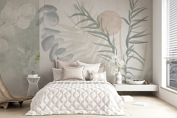 Serene botanical illustration in soft tones Serene botanical illustration in soft tones