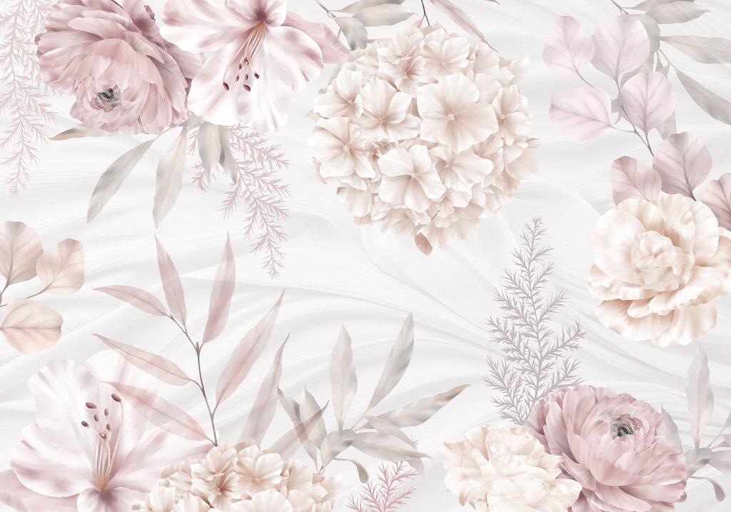 Soft pastel blooms on gentle backdrop