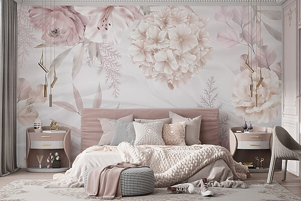 Wall murals Soft pastel blooms on gentle backdrop (SKU: w08651) Wall murals Wall murals Soft pastel blooms on gentle backdrop (SKU: w08651)