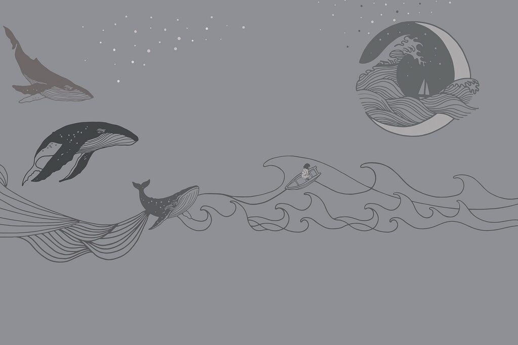 Whale drawing on a grey background Whale drawing on a grey background