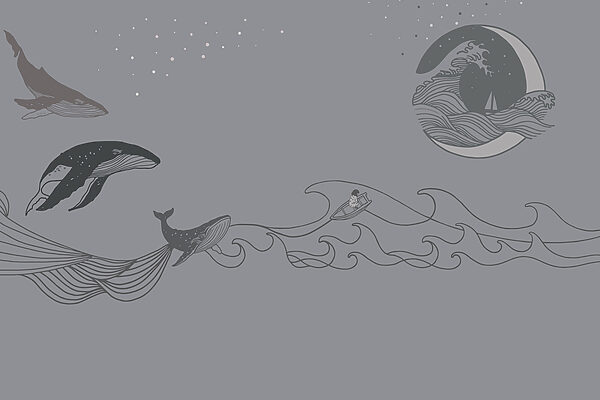 Whale drawing on a grey background Whale drawing on a grey background