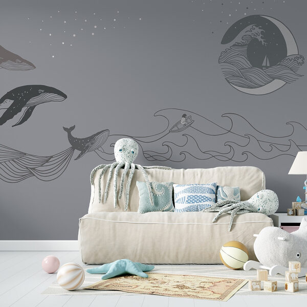 Whale drawing on a grey background Whale drawing on a grey background