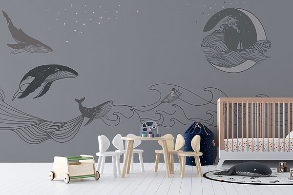Whale drawing on a grey background Whale drawing on a grey background