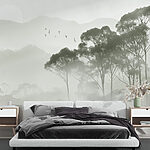 Birds flying over trees Wall mural Birds flying over trees